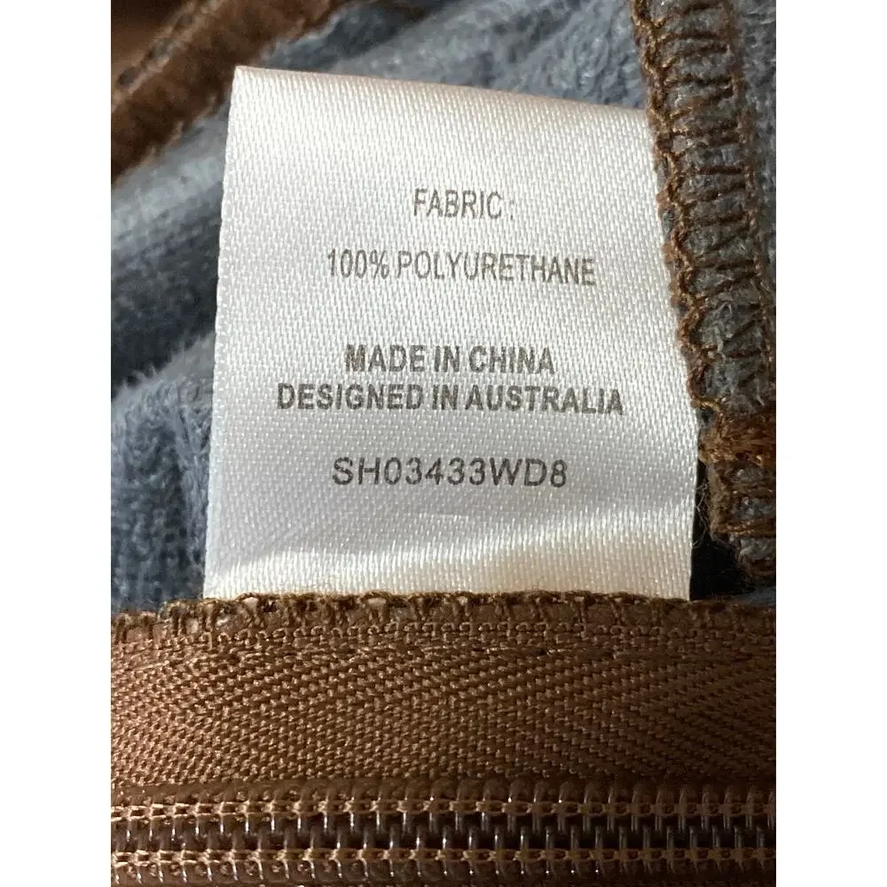 Meshki Women's Brown Fleece Lined High Rise Faux Leather Vegan Mini Shorts Sz M